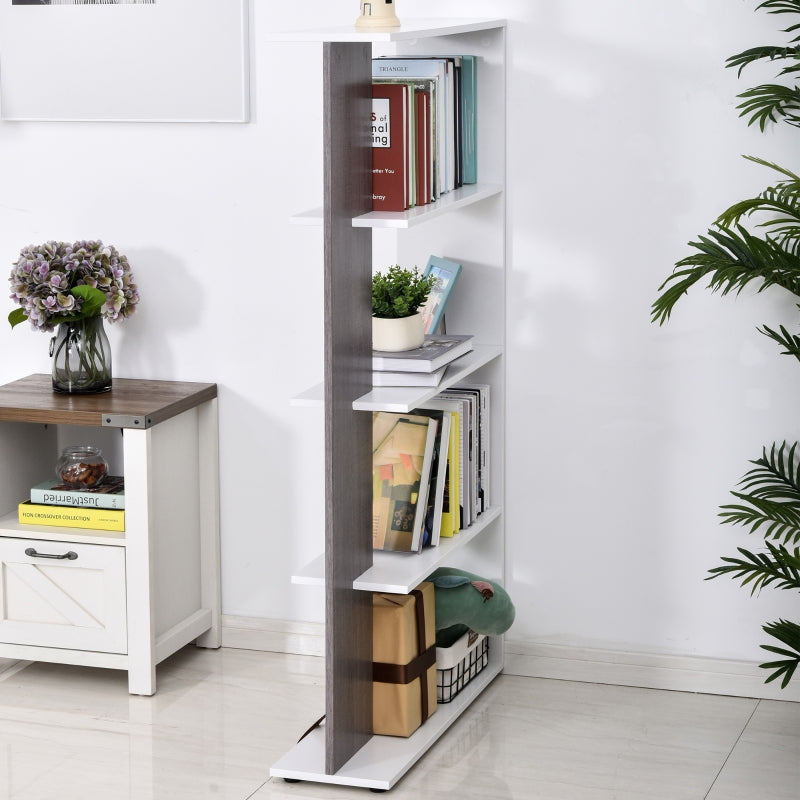 Particle Board 4-Tier Multifunction Bookshelf Grey/White