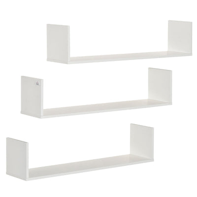 3 PCs U-Shaped Floating Shelves Wall Mount Bookshelf