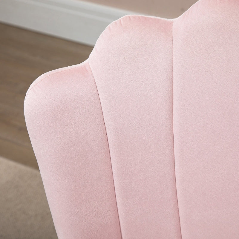 Velvet-Feel Shell Luxe Accent Chair ,Pink