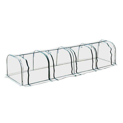 Greenhouse, Steel Frame, 400Lx100Wx80H Cm - Dark Green/Transparent