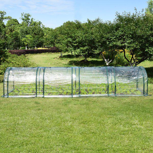 Greenhouse, Steel Frame, 400Lx100Wx80H Cm - Dark Green/Transparent