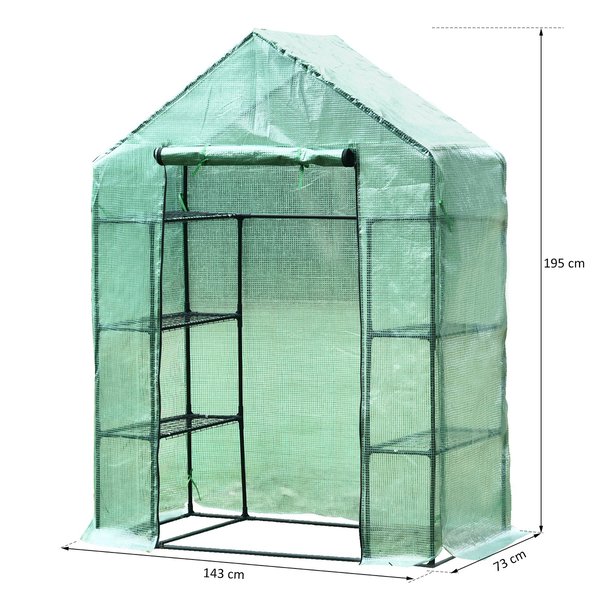 Greenhouse W/ Shelves, 143x73x195 Cm - Dark