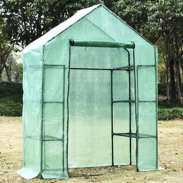 Greenhouse W/ Shelves, 143x73x195 Cm - Dark