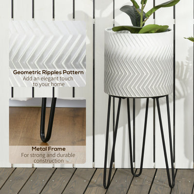 Metal Plant Stand Set of 2 with Legs, Decorative Round Planters with Stands Flower Pot Holders for Living Room, Bedroom