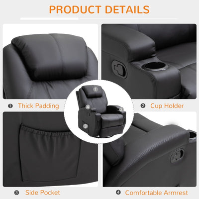 Recliner Armchair Massage , Black