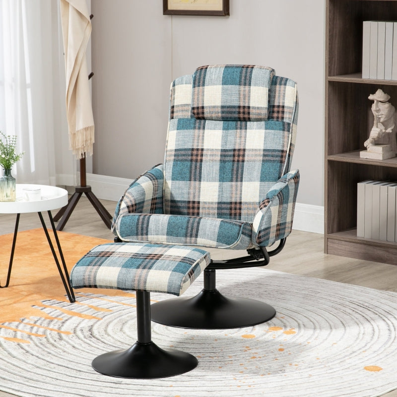 Recliner Chair And Footstool, Multicolour