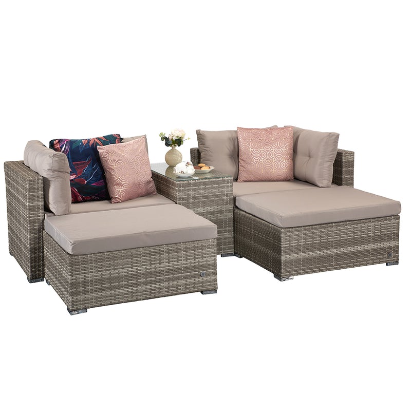 Signature Weave Garden Furniture Rattan Harper Grey Stackable Sofa Set