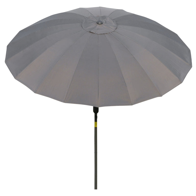 Parasol With 18 Sturdy Ribs Push Button Tilt Crank For Garden Dark Grey