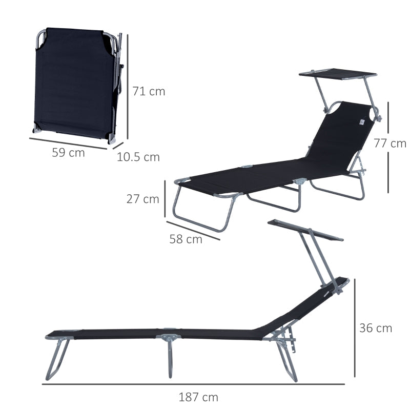 Reclining Chair Lounger Folding Seat- (Black)