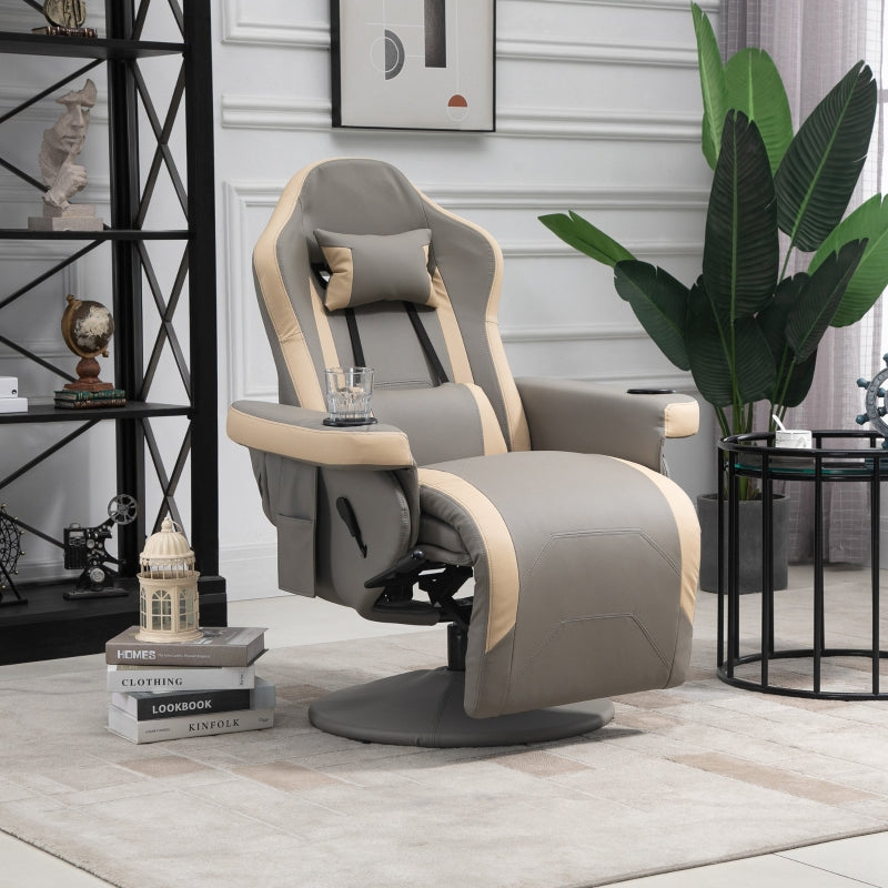 Manual Recliner Armchair PU Leather Lounge , Grey