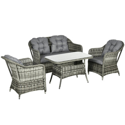 4-Seater PE Rattan Garden Furniture- Grey