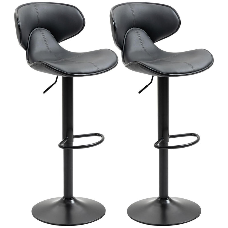 Set Of 2 Adjustable Kitchen Swivel Bar Stools - Grey