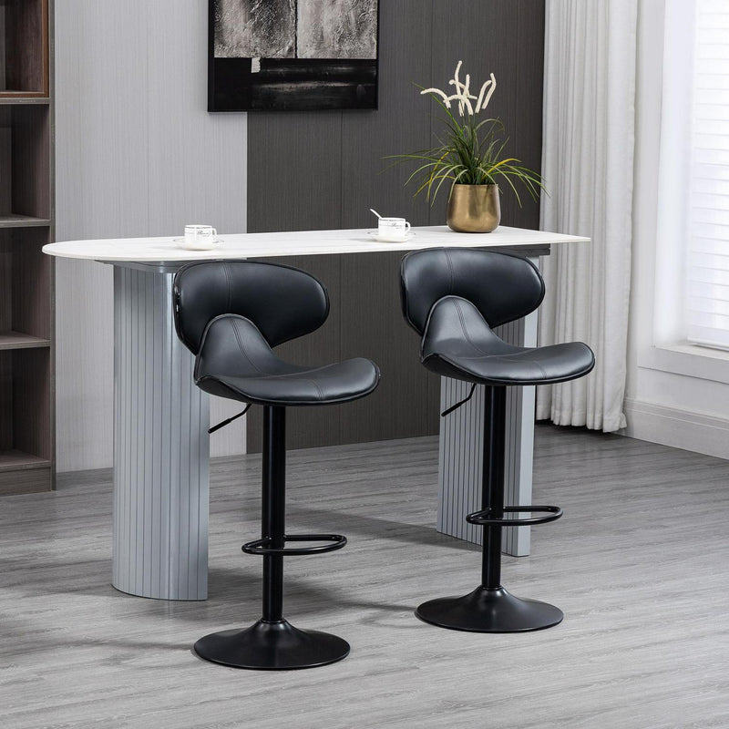 Set Of 2 Adjustable Kitchen Swivel Bar Stools - Grey