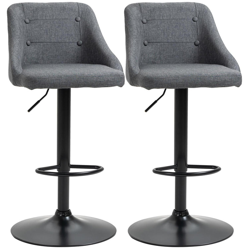 Set Of 2 Modern Adjustable Bar Stools - Dark Grey