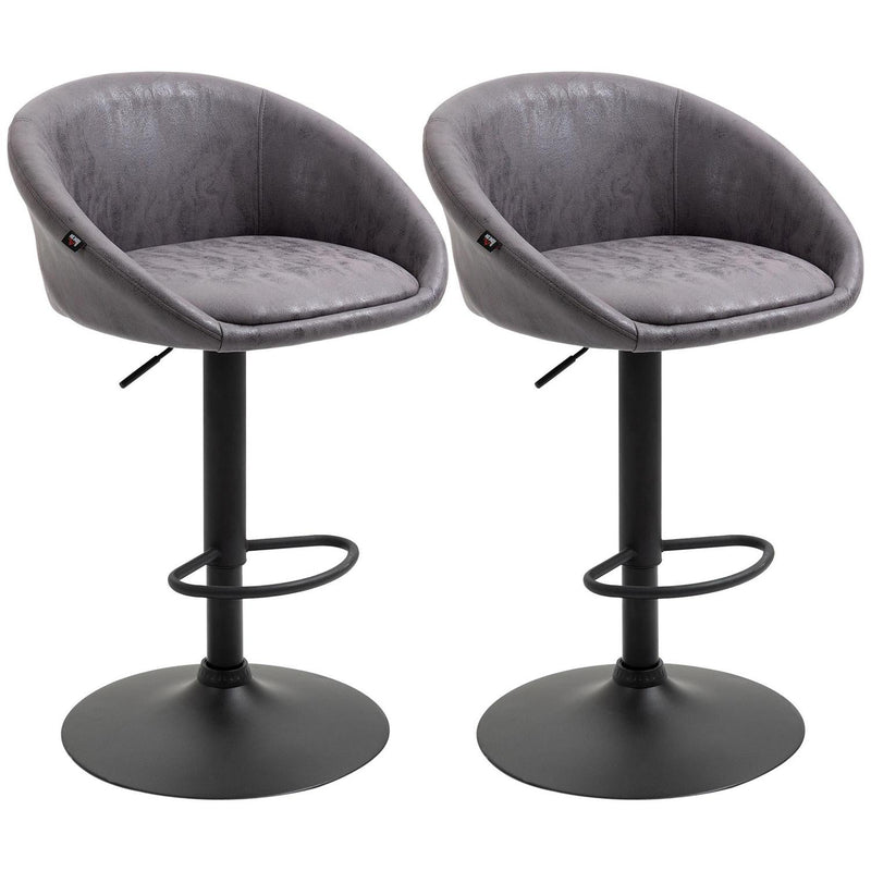 Set Of 2 Modern Adjustable Kitchen Bar Stools - Dark Brown