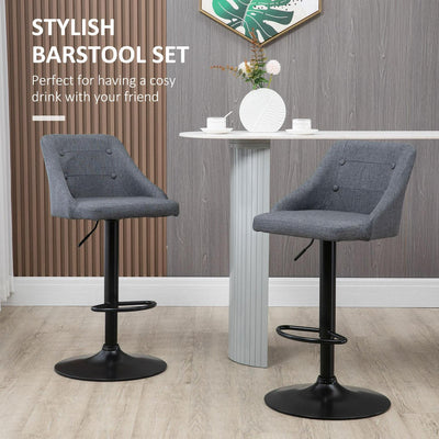 Set Of 2 Modern Adjustable Bar Stools - Dark Grey