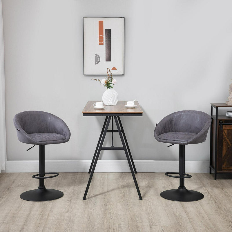 Set Of 2 Modern Adjustable Kitchen Bar Stools - Dark Brown