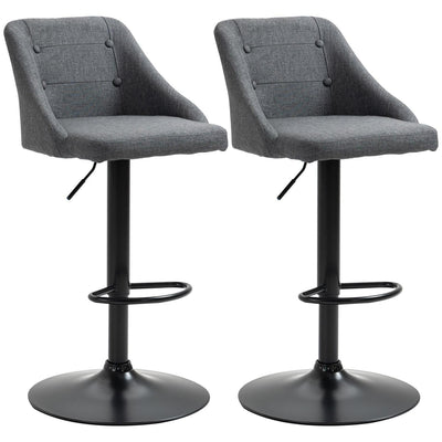 Set Of 2 Modern Adjustable Bar Stools - Dark Grey