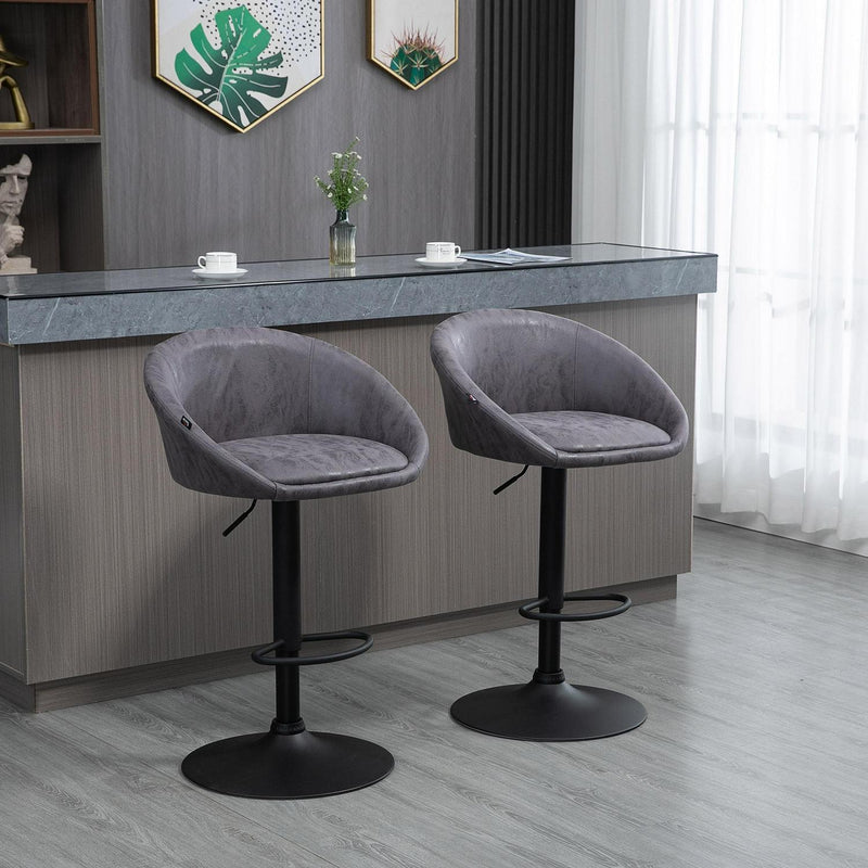 Set Of 2 Modern Adjustable Kitchen Bar Stools - Dark Brown