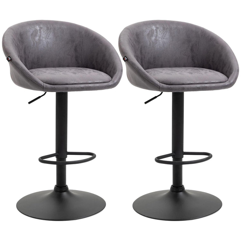 Set Of 2 Modern Adjustable Kitchen Bar Stools - Dark Brown