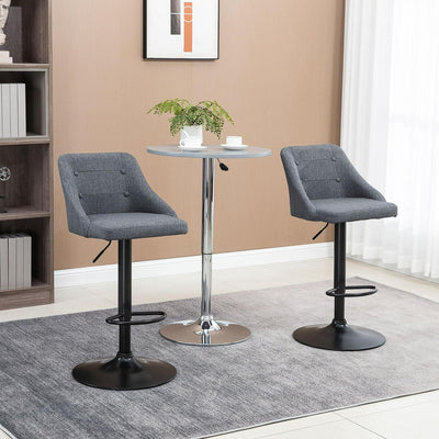 Set Of 2 Modern Adjustable Bar Stools - Dark Grey