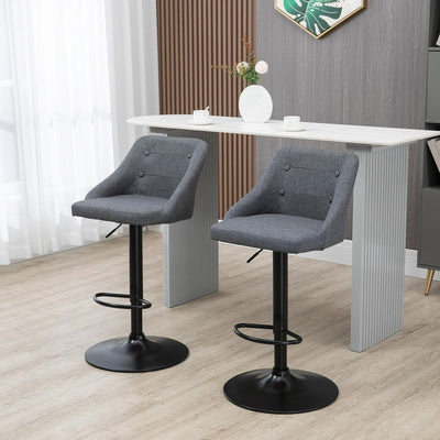 Set Of 2 Modern Adjustable Bar Stools - Dark Grey