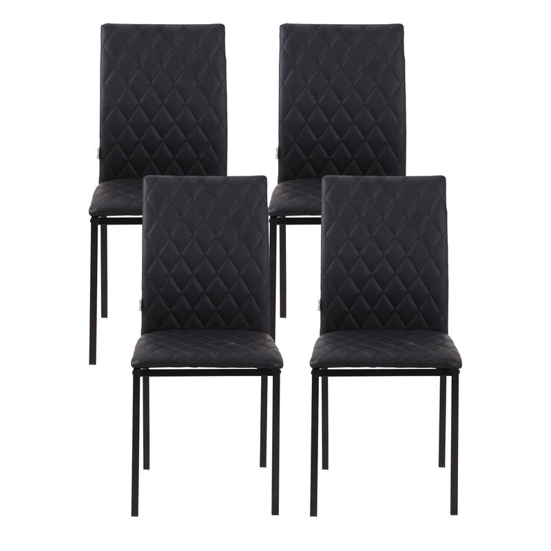 Set Of 4 Modern Dining Chairs Faux Leather Accent For Kitchen - Black