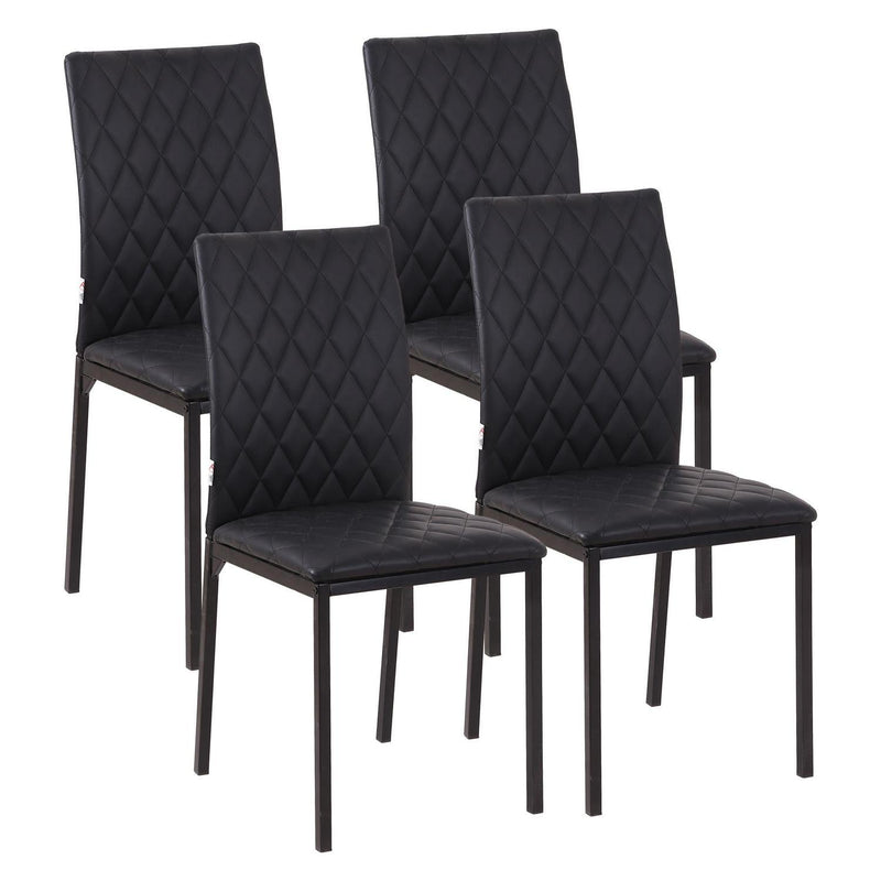 Set Of 4 Modern Dining Chairs Faux Leather Accent For Kitchen - Black