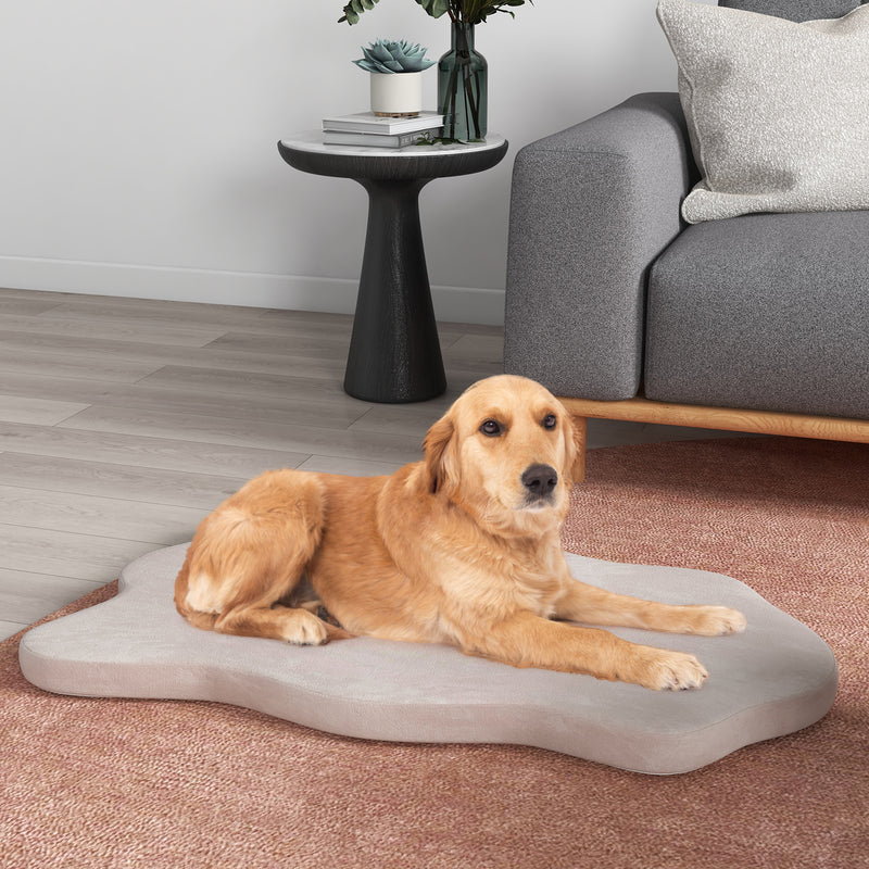 Cama grande para perros con soporte de espuma viscoelástica y funda extraíble, color beige