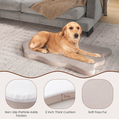 Cama grande para perros con soporte de espuma viscoelástica y funda extraíble, color beige