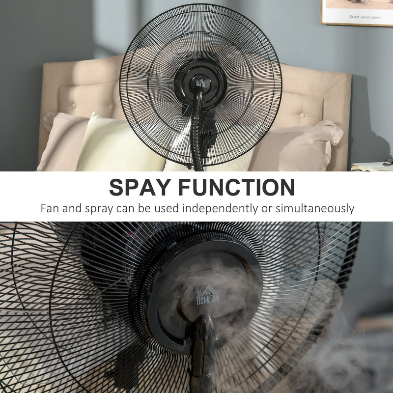 HOMCOM Pedestal Fan with Water Mist Spray, Humidifying Misting Fan, Standing Fan w/3 Speeds, 3.1L Water Tank Electric Mosquito Killer Jack, Black