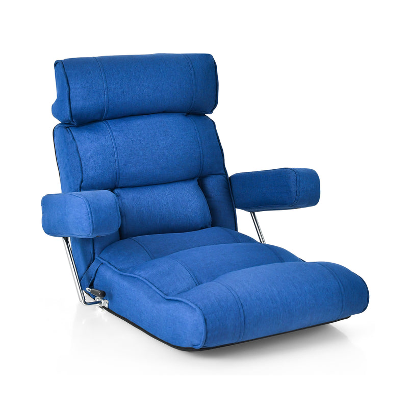 Sillón reclinable ergonómico con respaldo ajustable sin escalonamientos, color azul