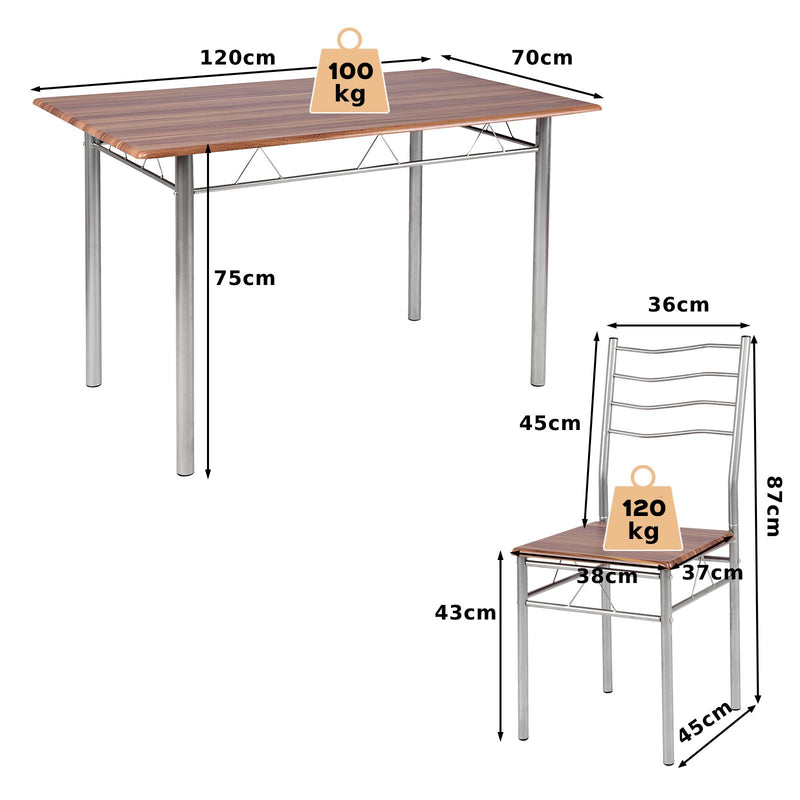 Counter Height Table with Spacious Rectangular Tabletop and Anti-Slip Pads-Natural