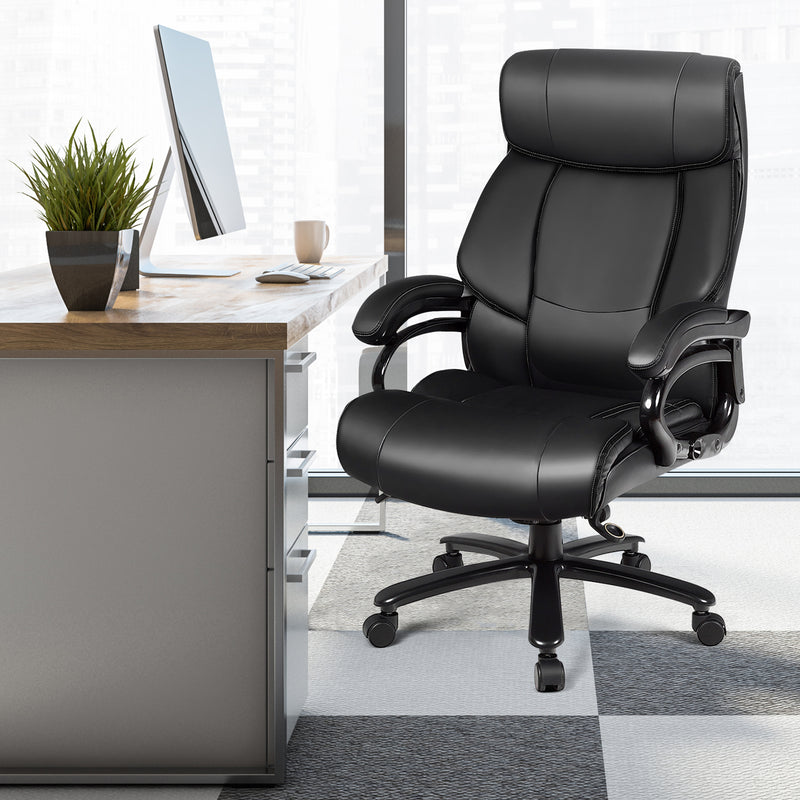 Silla de oficina ergonómica con reposabrazos acolchados y altura ajustable, color negro