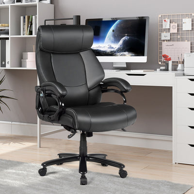 Silla de oficina ergonómica con reposabrazos acolchados y altura ajustable, color negro