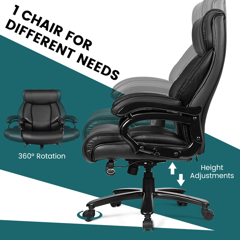 Silla de oficina ergonómica con reposabrazos acolchados y altura ajustable, color negro