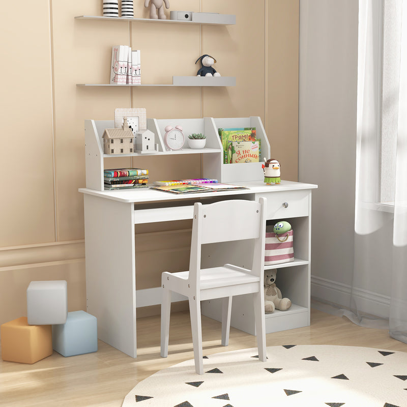 Wooden Study Desk for Kids and Teens-White