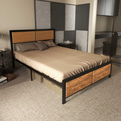 King Size Industrial-Style Steel Bed Frame