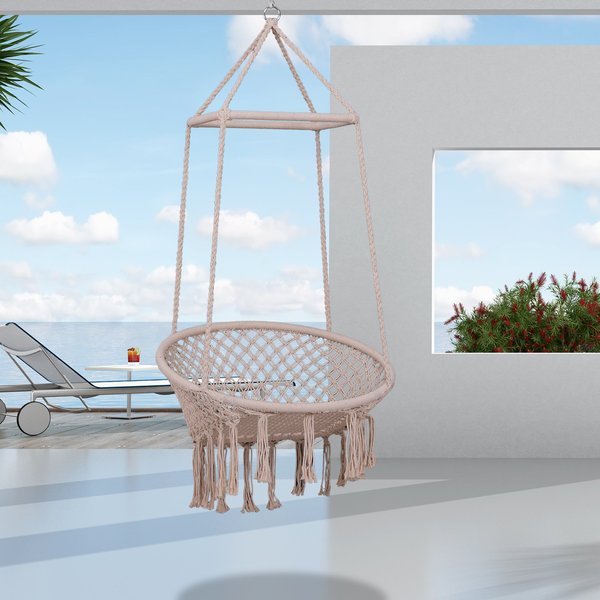 80x150H Cm. Hammock Chair, Cotton Rope - Beige