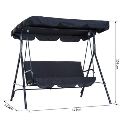 Hammock Swing Chair, 2/3-Seater, Adjustable - Black