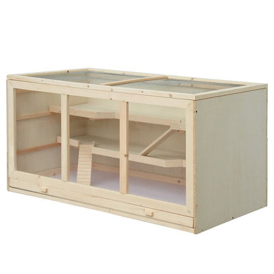 Hamster Cage, 115Lx60Wx58H Cm, Fir, PVC- Natural Wood Colour