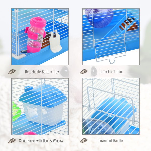 Hamster Cage Carrier Small Animal House With Exercise Wheels Tunnel Tube