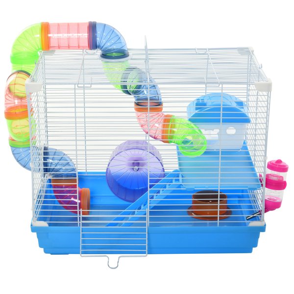 Hamster Cage Carrier Small Animal House With Exercise Wheels Tunnel Tube