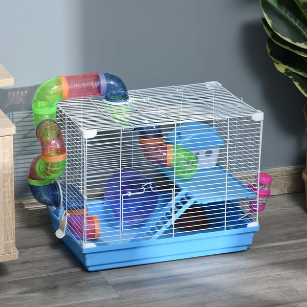 Hamster Cage Carrier Small Animal House With Exercise Wheels Tunnel Tube