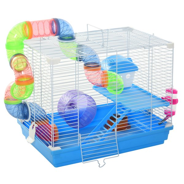 Hamster Cage Carrier Small Animal House With Exercise Wheels Tunnel Tube