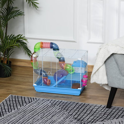 Hamster Cage Carrier Small Animal House With Exercise Wheels Tunnel Tube