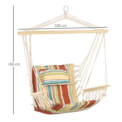 Hanging Hammock Chair W/ Thick Rope, Safe Wide Seat For Indoor Outdoor Patio