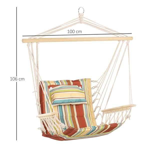 Hanging Hammock Chair W/ Thick Rope, Safe Wide Seat For Indoor Outdoor Patio