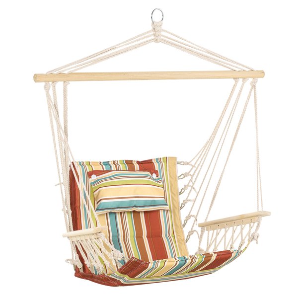 Hanging Hammock Chair W/ Thick Rope, Safe Wide Seat For Indoor Outdoor Patio