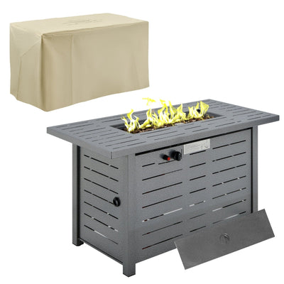 Propane Gas Fire Pit Table- Silver Grey